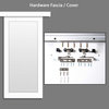White Primed Mirror Sliding Barn Door with Hardware Kit., Hardware With Fascia,