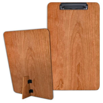 9.5"x16" Standing Hinged Hardwood Clipboard, Warm Cherry, Low Profile Clip
