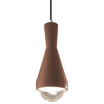 Erlen Pendant, Canyon Clay, Polished Chrome, Black Cord, Incandescent