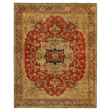 Antique Weave Serapi Hand-Knotted Wool Rust/Gold Area Rug, 4'x6'