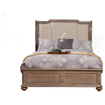 Melbourne California King Sleigh Bed w/Upholstered Headboard, French Truffle