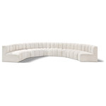 Meridian Furniture - Arc Boucle Fabric Upholstered 8-Pc. Inward Curved Modular Sectional, Cream - Give your living room or den the perfect blend of style and versatility with this Arc boucle fabric curved modular Sectional. Part of the Arc modular furniture collection, this Sectional comes upholstered in rich cream boucle fabric and features deep channel tufting that adds a touch of luxury while enhancing comfort and support. A seamless combination of form and function, this chair can be used with other Arc pieces to create a myriad of configurations in your well-curated room.