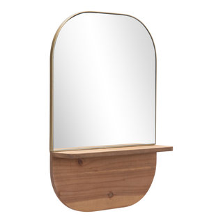 Meridian Mirror Meridian Shelf Mirror Gold & Brown - Transitional - Wall Mirrors - by ...