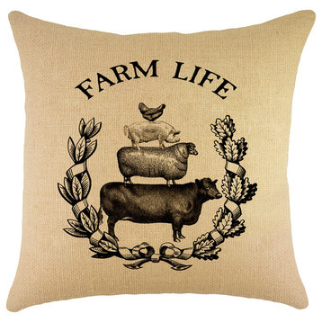 Farm Life Burlap Pillow