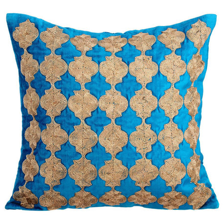 Blue Decorative Throw Pillow Covers 16"x16" Velvet PillowCase - Amazement