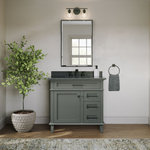 MOD - The Joyce Bathroom Vanity, Single Sink, 36", Pewter Green, Freestanding - Dimensions: L:22 x W:36 x H:34