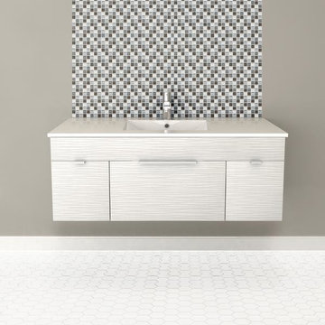 Contour White 48'' Modern Wall Hung Vanity 2 Doors & 1 Drawer With Top by Cutler