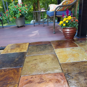 DIY beautiful concrete deck tile accent deck