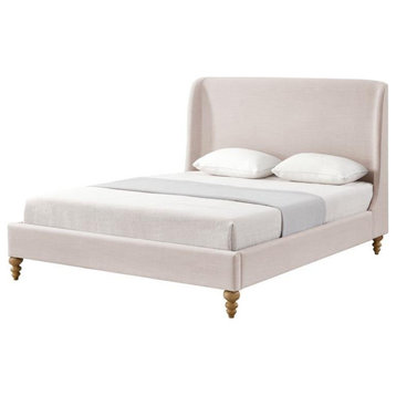 Kataleya Bed Pink Linen King Wingback Upholstered
