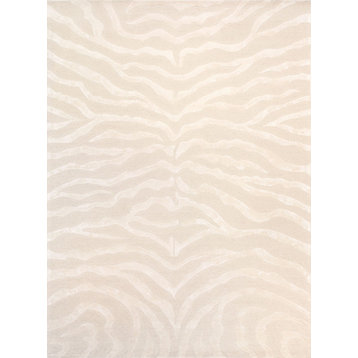 Pasargad Home Edgy Collection Ivory Bamboo Silk & Wool Rug 7'9"x9'9"