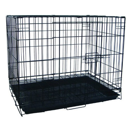 24" Dog Kennel Cage With Bottom Grate, Black