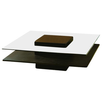 Modrest Emulsion Modern Oak Glass Coffee Table