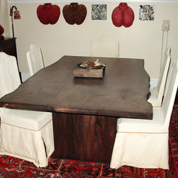 Stained Manitoba Maple Live Edge Dining Table - Dining Tables