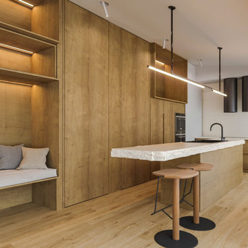 Aroeira Kitchen with Bench Niche and Open Shelves