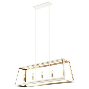 Rosalie 5-Light Pendant in Aged Gold with White