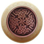 Notting Hill Decorative Hardware - Celtic Isles Wood Knob, Antique Brass, Natural Wood Finish, Antique Copper - Projection: 1-1/8"