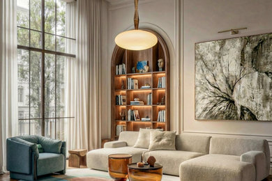 Large eclectic living room library photo in Paris