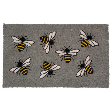 Natural Coir Outdoor Rectangular Bumble Bee Doormat 18"x30"