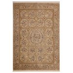 Bareens Designer Rugs - Pak Persian Erlinda Beige/Gold Wool Rug - 9'1'' x 12'2'' - Designed with mesmerizing intricacy and gorgeous color palette, this hand-knotted masterpiece demonstrates the beauty and electrifying thrill of Pak Persian art. These meticulously hand-knotted Pak-Persian rug is made with pure wool and features breathtaking traditional, transitional, and tribal designs in bold luxurious color pallets. Known for their intricate designs these rugs are a reproduction of Persian rugs, made in Pakistan with unique Mughal designs. Made by master weavers using the same Persian texture, design and dying technique, we wanted to produce the most significant manifestation of Persian art, life, and culture. This rug is most famous for its exceptional quality, incredible designs, patterns, and vibrant rich color. Pak-Persian rugs made with Persian weave with high knot counts, which enables the high intricacy and detail found in the patterns are also referred to as "State of art", each color adds a rich beautiful detail in the artwork of this rug. The design, color, and beautiful chromatic composition with a vibrant sheen with intricate designs, exude beauty, elegance, and quality make this rug a masterpiece of its own.
