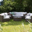 Severo Light Brown Rattan 9-Piece Garden Lounge Set With White Cushions