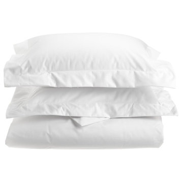 Cotton-Rich Wrinkle-Resistant Solid Duvet Cover Set, White, King/Cal King