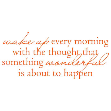 Decal Wall Sticker Wake Up Every Morning With Thoughts Quote, Orange