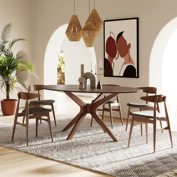 The Beck Dining Table, 75", Walnut, Midcentury, Oval