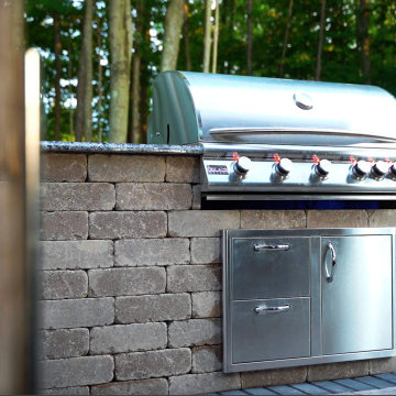 Brunswick Structure, Outdoor Fireplace, Outdoor Kitchen, Paver Patio & Landscape