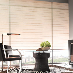 Natural Reed & Bamboo Woven Shades in Office - Window Treatments
