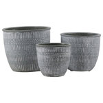 Urban Trends - Round Cement Tall Pot With Shapes Pattern Design, Painted Sage, Set of 3 - UTC pots are made of the finest cements which makes them tactile and attractive. They are primarily designed to accentuate your home, garden or virtually any space. Each pot is treated with a painted finish that gives them rigidity against climate change, or can simply provide the aesthetic touch you need to have a fascinating focal point!!