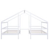 TATEUS Double Twin Size Triangular House Beds with Built-in Table,White\gray, White