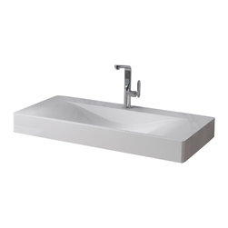 ADM Bathroom Design - ADM Rectangular Wall Mounted Sink, White, 39" - Bathroom Sinks