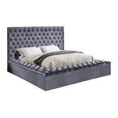 Bliss Gray Velvet King Bed