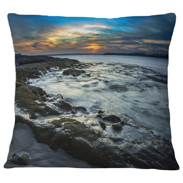 Fascinating Sunset at Australia Coastline Seashore Throw Pillow, 16"x16"