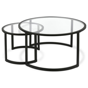 Mitera Round Nested Coffee Table in Blackened Bronze