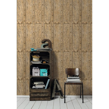 DecoWorld 2, Natural  Brown Wallpaper Roll, Modern Wall Decor Accent