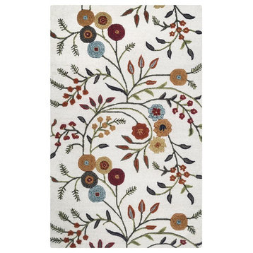 Rizzy Home Dimensions DI1466 Ivory Floral Area Rug, Rectangular 6'6"x9'6"