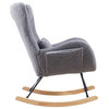 Gewnee Cashmere Upholstered Rocking Chair with High Backrest, Gray