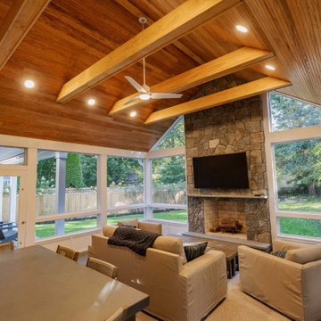 Outdoor area, Screened-in Patio, and a Luxurious Balcony in Riverside, CT