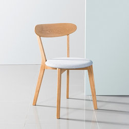 Henrik Solid Oak Dining Chair - Pale Blue Fabric Seat - Dining Chairs