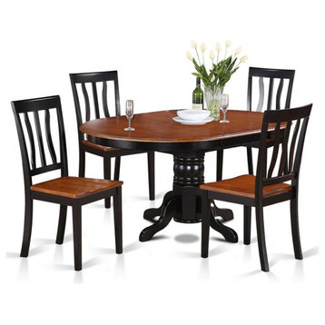 East West Furniture Avon 5-piece Dining Set with Oval Table in Black and Cherry