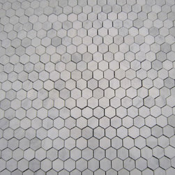 Carrara Marble Italian White Bianco Carrera 1" Hexagon Mosaic Tile Honed - Home Accessories & Decor