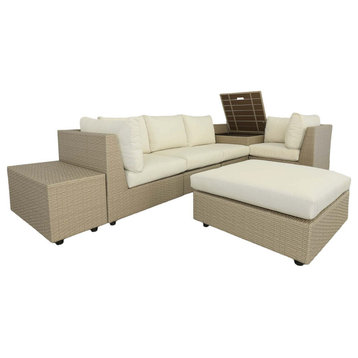 Shelter Island Outdoor Seating Set, Woven Khaki Brown/Sand