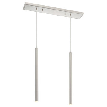 Forest 2-Light Billiard, Brushed Nickel With 24" Stain Nickel Shade