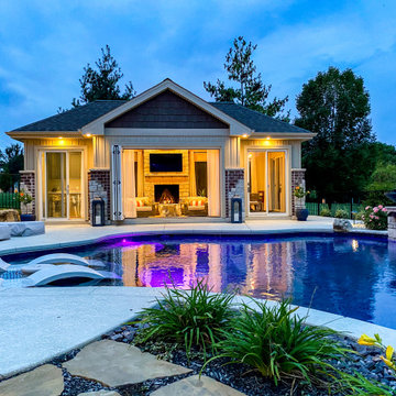 Pool House with Full Bath, Kitchen and Fireplace