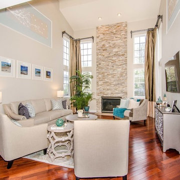 Transitional Family Room Harvard Oval