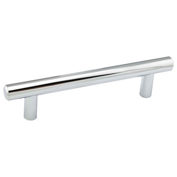 Euro Style Solid Metal Pull Chrome 3-3/4" Hole Centers, 5-3/8" Long, 1 Pack