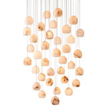 Currey & Company - Lazio Multi-Drop Pendant, 36-Light - The Lazio 36-Light Multi-Drop Pendant has luminous shades carved from natural alabaster. The veining in the material makes each shade unique because each stone taken from the earth will have its own personality. The shape of the shade and the thinness of the stem on which it dangles are of the simplest in form. This leaves the natural material to shine. The painted silver finish also helps to keep the design light and airy. We offer the Lazio in a number of different configurations with multiple shades.
