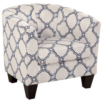 Grafton Home Enzo Upholstered Barrel Chair, Cirrus Sky Blue and Cream