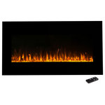 TRADEMARK GLOBAL - 42-Inch Wall-Mount Electric Fireplace - Bring the beauty and warmth of a real fireplace into your living space without any of the mess with the 42-Inch Fireplace Insert by Northwest. This fake fireplace includes a remote control that lets you change between 750 and 1500-watt heat settings, set a 30-minute to 4-hour automatic shutoff timer, switch up and dim the color-changing flames, or switch to heat-free operation from anywhere in the room. The versatile fire place for the living room includes mounting hardware for easy installation above your mantle or on your bedroom wall, allowing you to transform your living space into a lap of luxury.